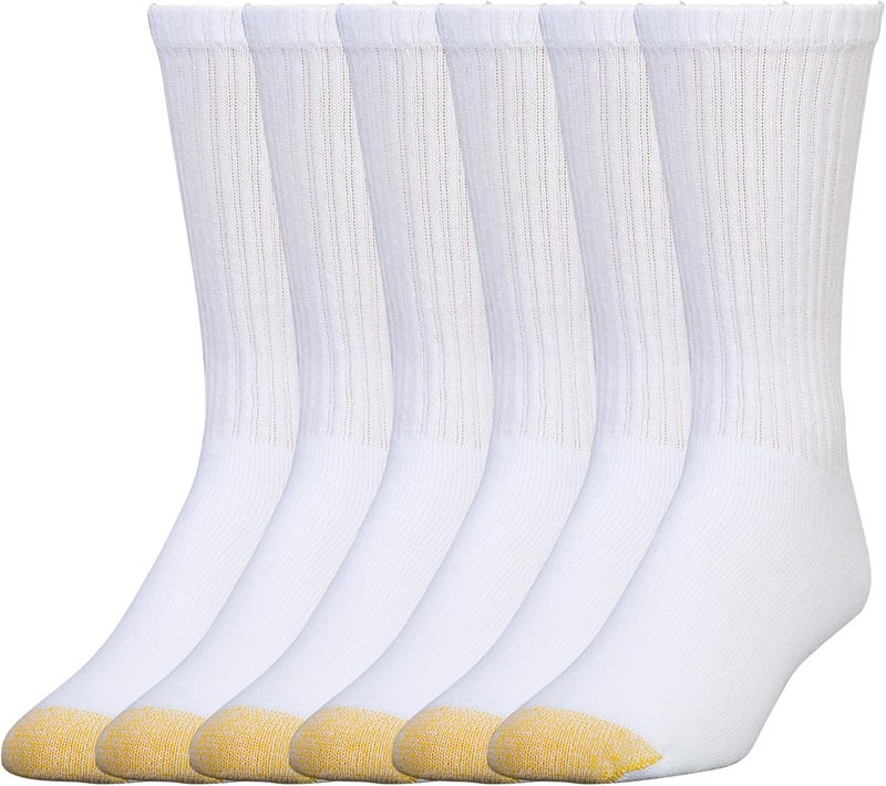 GOLDTOE Gold Toe Men's 656s Cotton Crew Athletic Socks - 6 Pairs, White - Image 1
